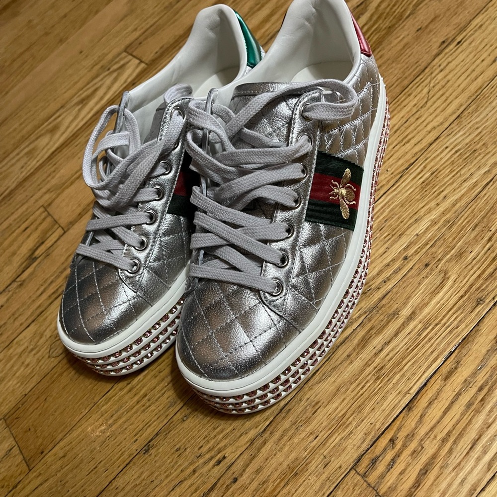 Gucci Trapuntata Size 8 Crystal Platform Shoes